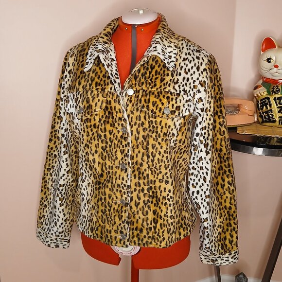 Leopard Print Velvety Jacket - Picture 1 of 4